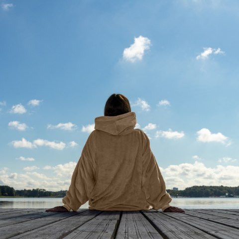 Bluzair Bluza Koc z Kapturem XXL Ciepła Jasny beż