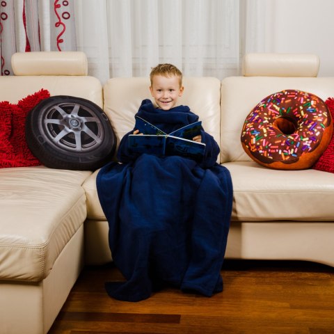 Kocyk Szlafrok Granat dla dziecka koc z rękawami