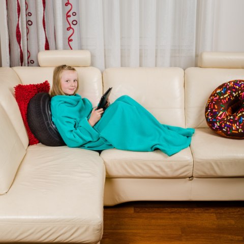 Kocyk Szlafrok Miętowy dla dziecka koc z rękawami