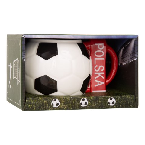 Kubek piłka z szalikiem - Polska i podkładka piłkarska - XXL 700 ml