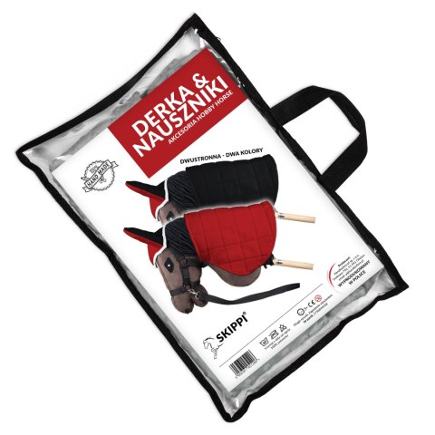 Derka dwustronna i nauszniki Skippi dla Hobby Horse - czerwono - czarna