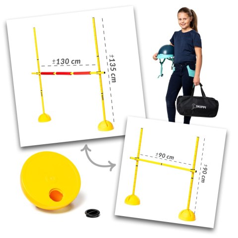 Zestaw Skippi - Hobby Horse Czarny i przeszkoda do skakania 135 cm