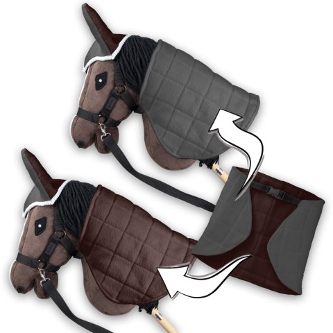 Zestaw Skippi - Hobby Horse Gniady - Derka szary i brąz - Kantar j-zielony