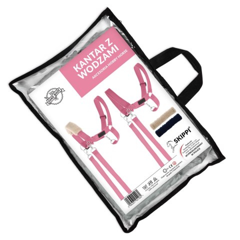 Zestaw Skippi - Hobby Horse Szary i dodatkowy Kantar - różowy