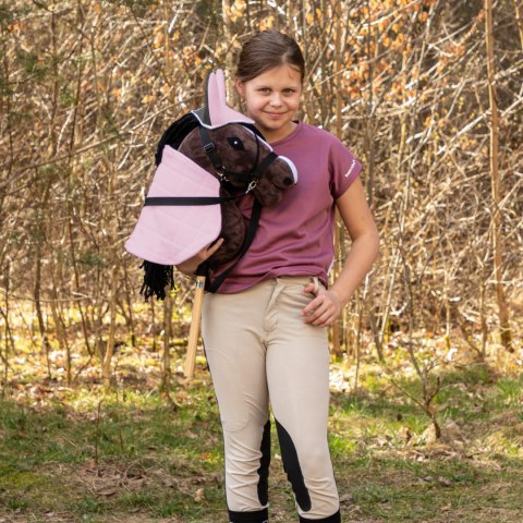 Zestaw Skippi - Hobby Horse Gniady - Derka i nauszniki - różowa i szara
