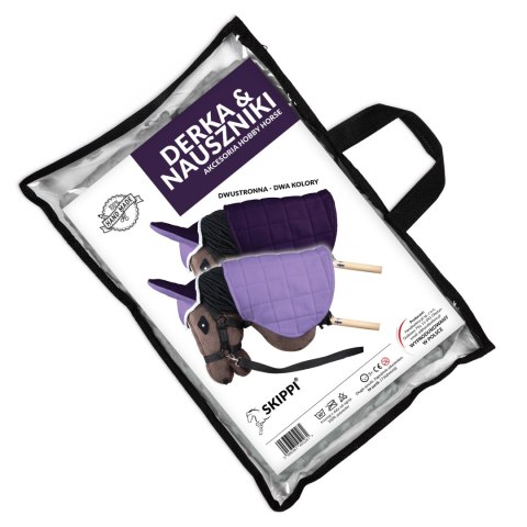 Zestaw Skippi - Hobby Horse Gniady - Derka i nauszniki - wrzos i śliwka
